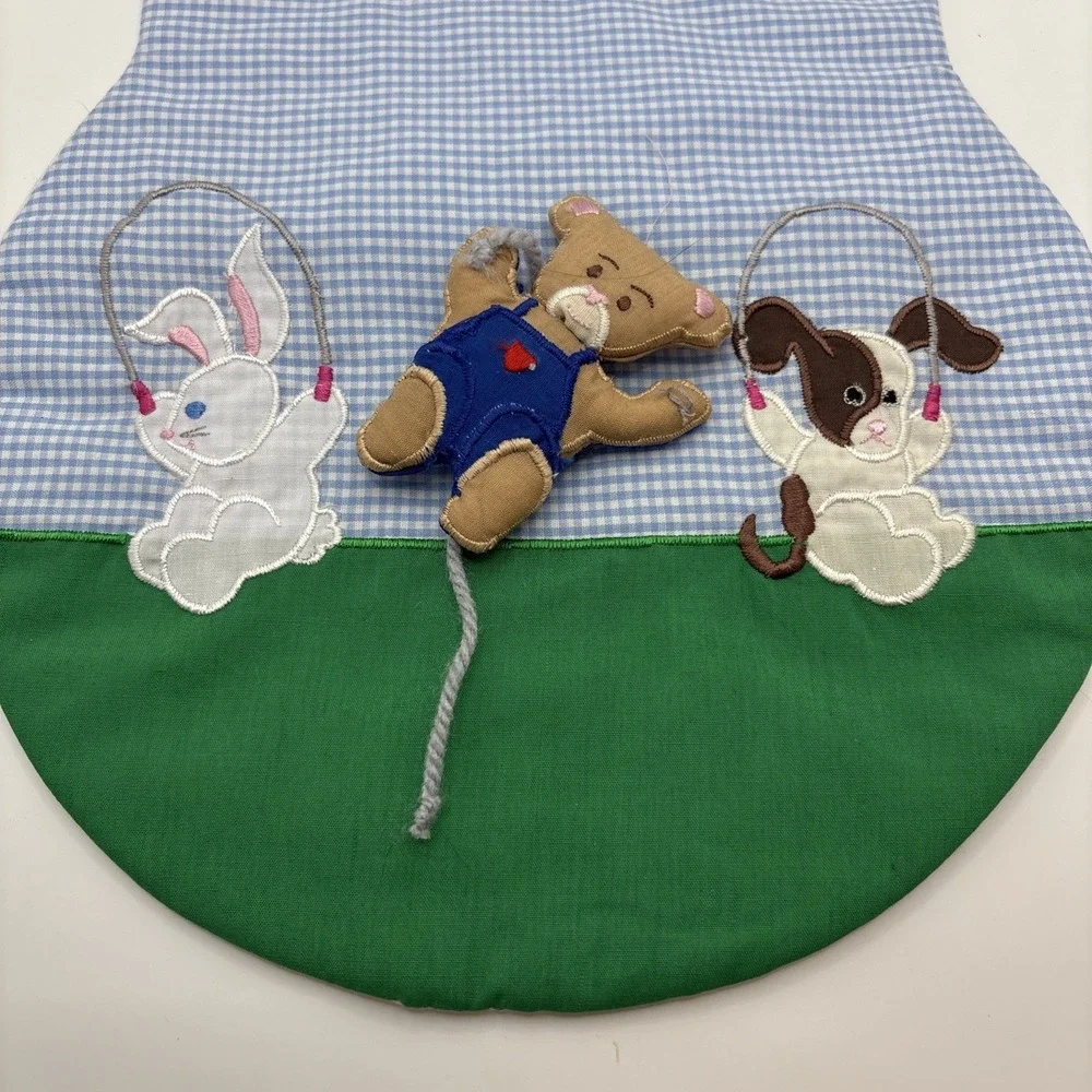 Kubi Kids Vintage Infant Baby Bib 3D Bear Bunny Dog Jump‎ rope Checkered